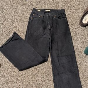 Levi's Ribcage Wide Leg Black Jeans, 29
